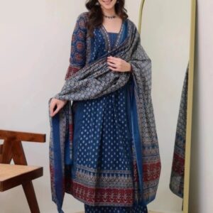 Women viscose Rayon kurta palazzo Dupatta set