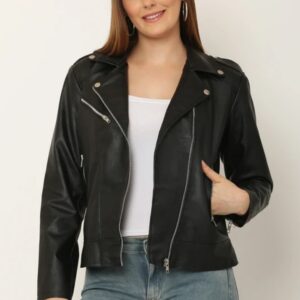 Women Solid biker / Riding jacket