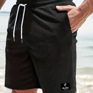 Self design men black casual short