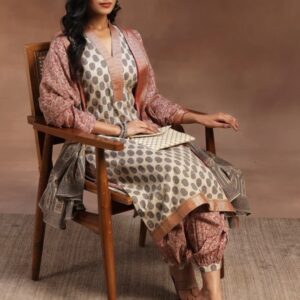 Women cotton blend kurta salwar Dupatta set