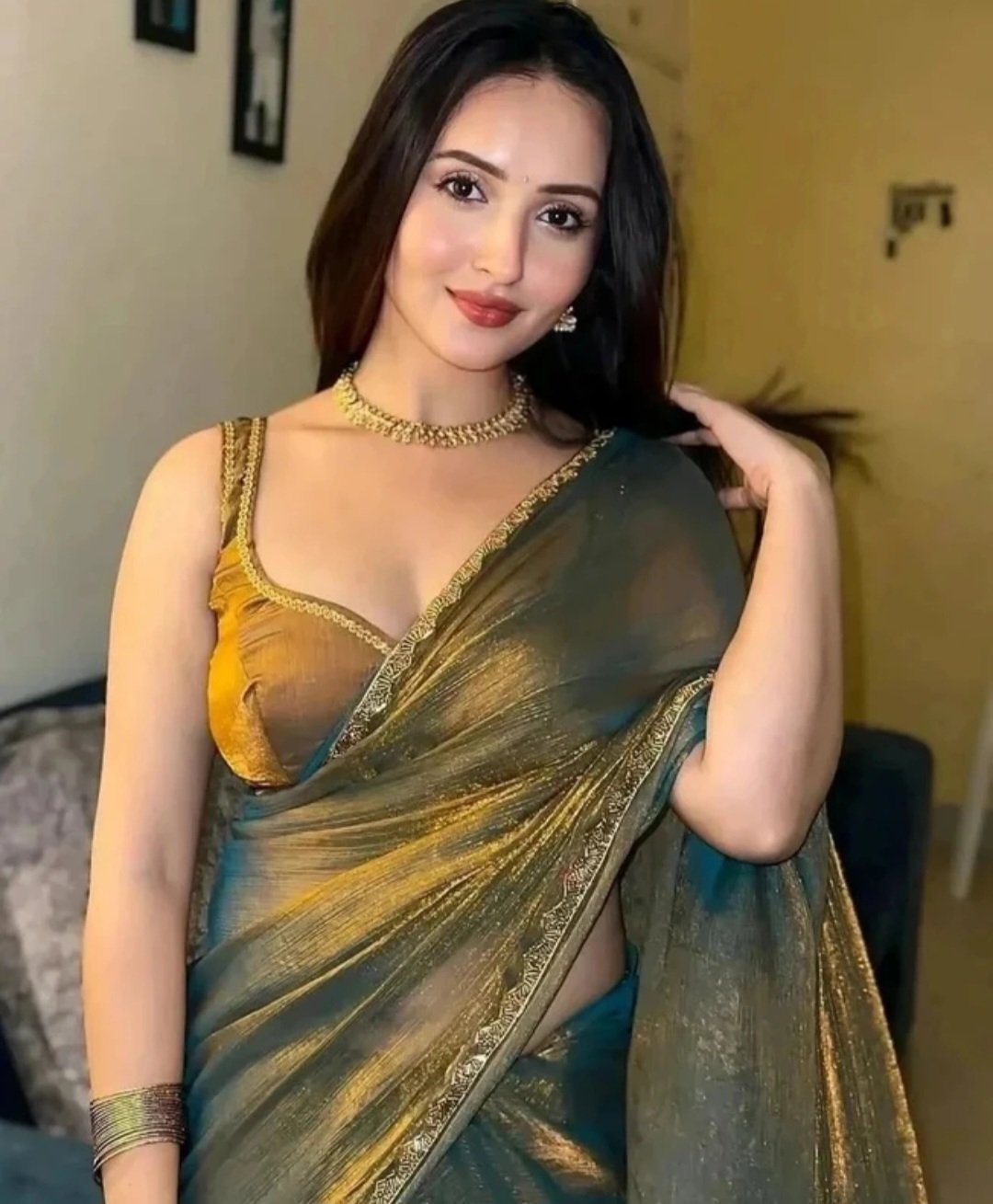 Unstitched silk blend blouse material embellished