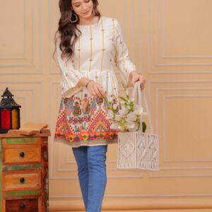 Women floral print pure cotton flared kurta
