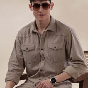 Men regular fit self design casual shirt