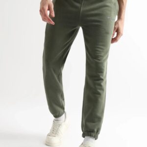 Men Solid Olive Track pants