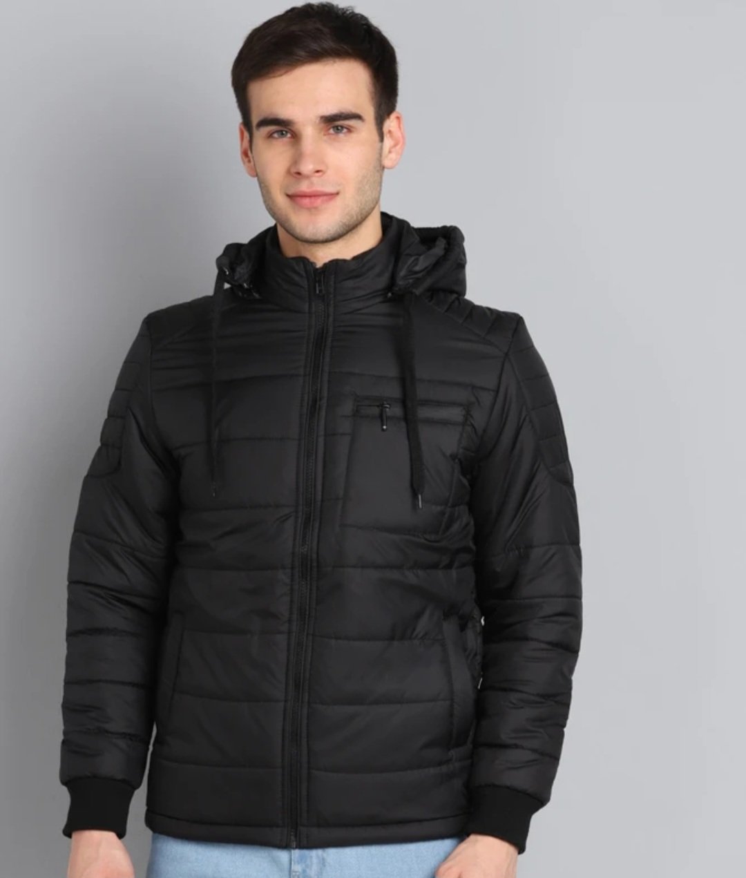 Men Solid Quilted Jacket