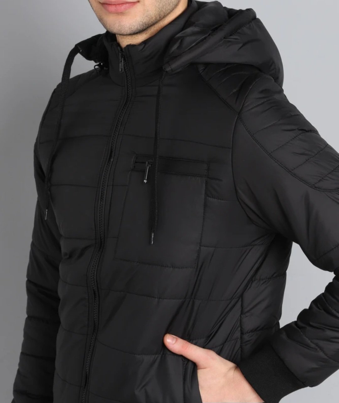 Men Solid Quilted Jacket - Image 5