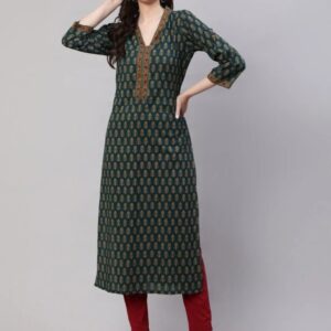 Women printed viscose Rayon straight kurta