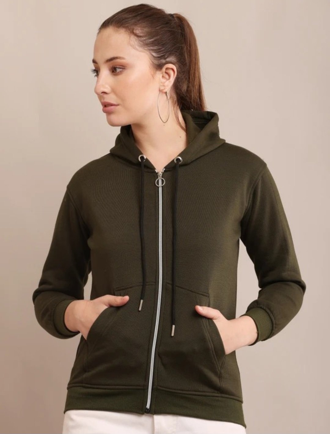 Women Solid fleece jacket