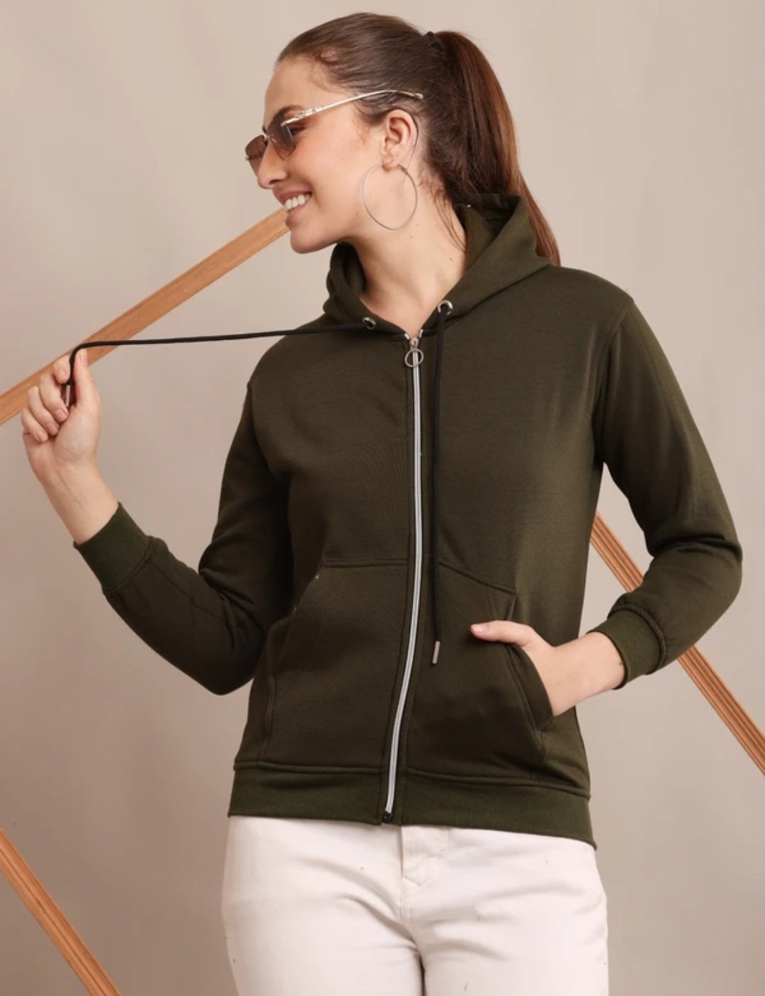 Women Solid fleece jacket - Image 5