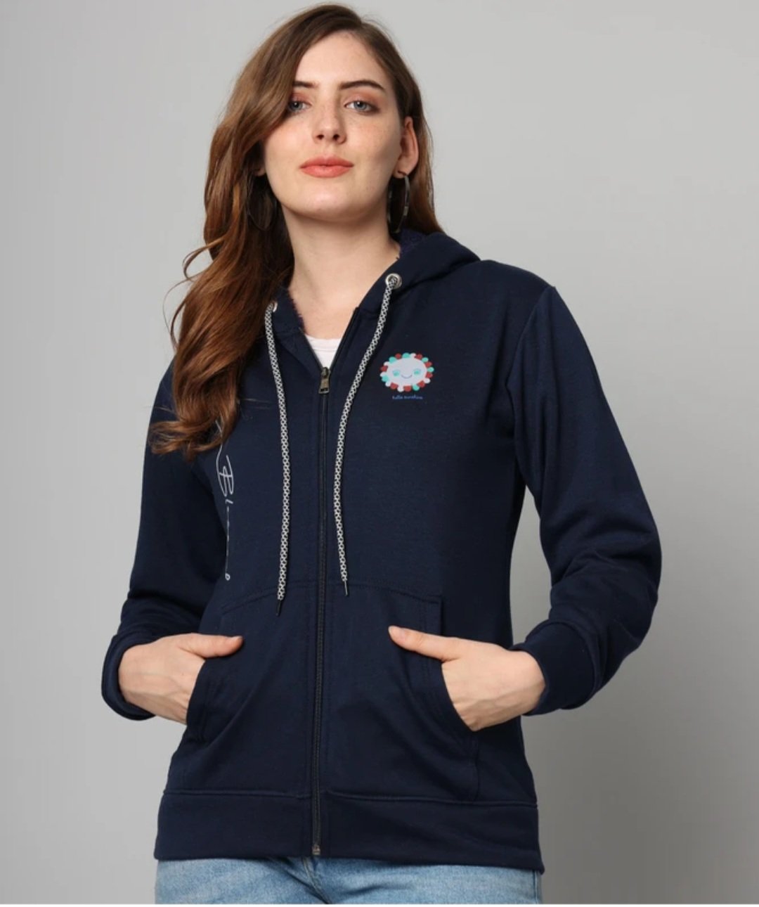 Women printed Hooded neck multicolor sweater