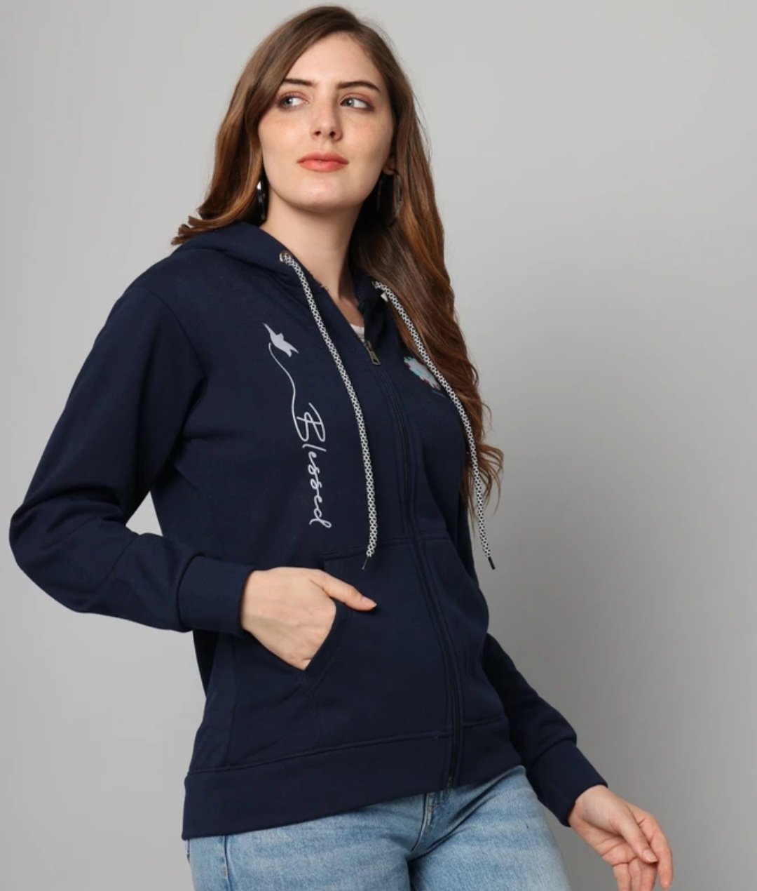 Women printed Hooded neck multicolor sweater - Image 4