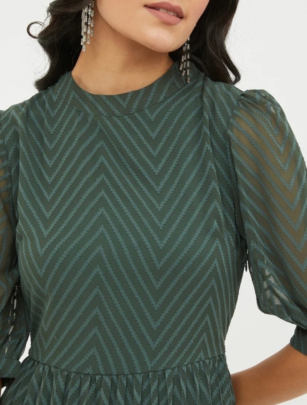 Women A line green midi/ calf length drees - Image 5