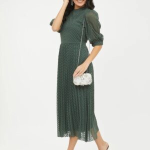 Women A line green midi/ calf length drees