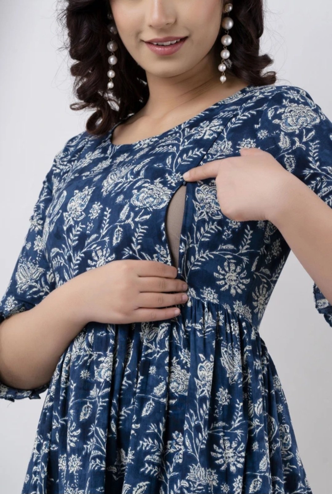 Women fit and flare blue ankle length dress - Image 6