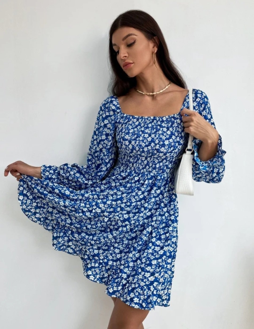 Women fit and flare blue above knee - Image 4