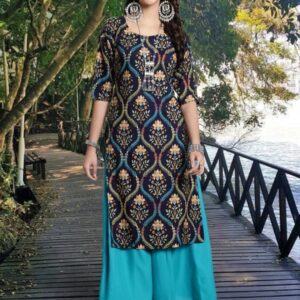 Women Leheriya Crepe Straight Kurta