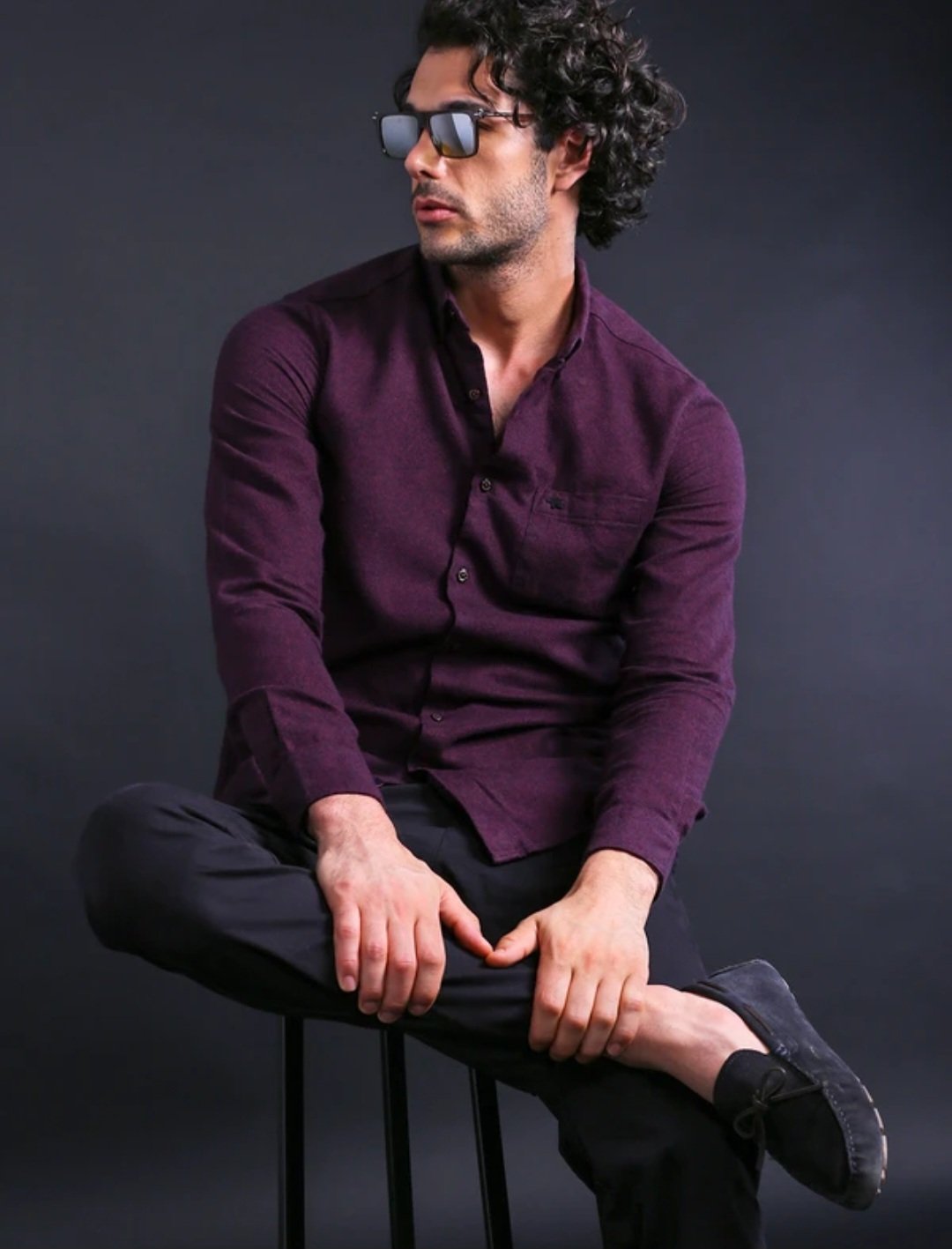 Men slim fit Solid button down collar casual shirt - Image 6