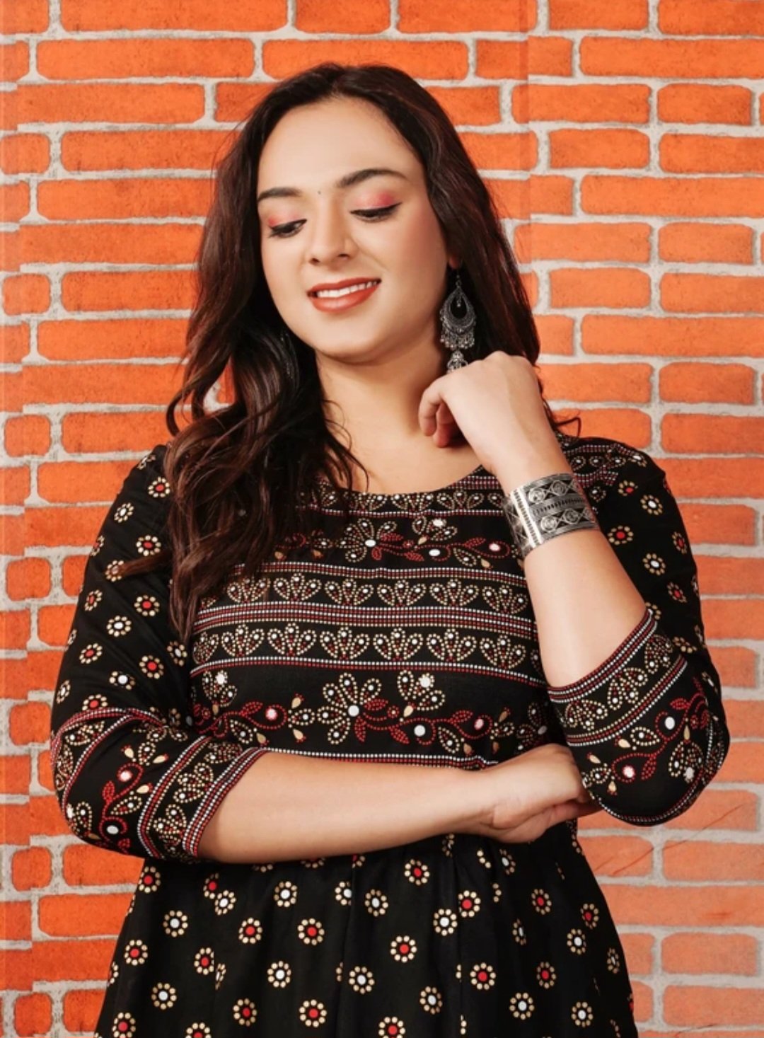 Women printed cotton rayon Anarkali kurta - Image 6