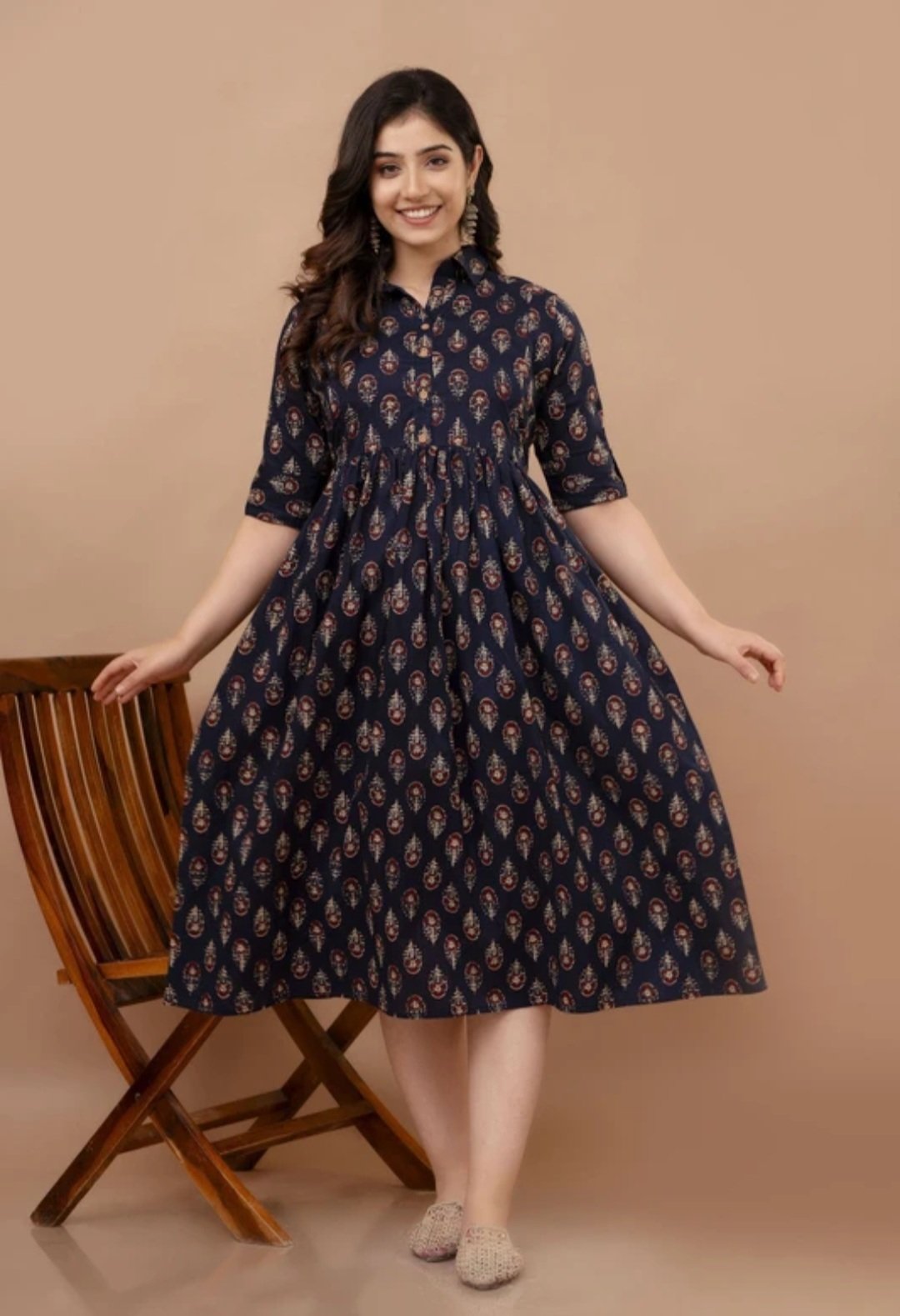 Women printed viscose Rayon Anarkali kurta - Image 5