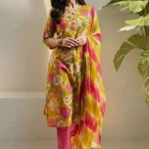 Women viscose Rayon kurta pant Dupatta set