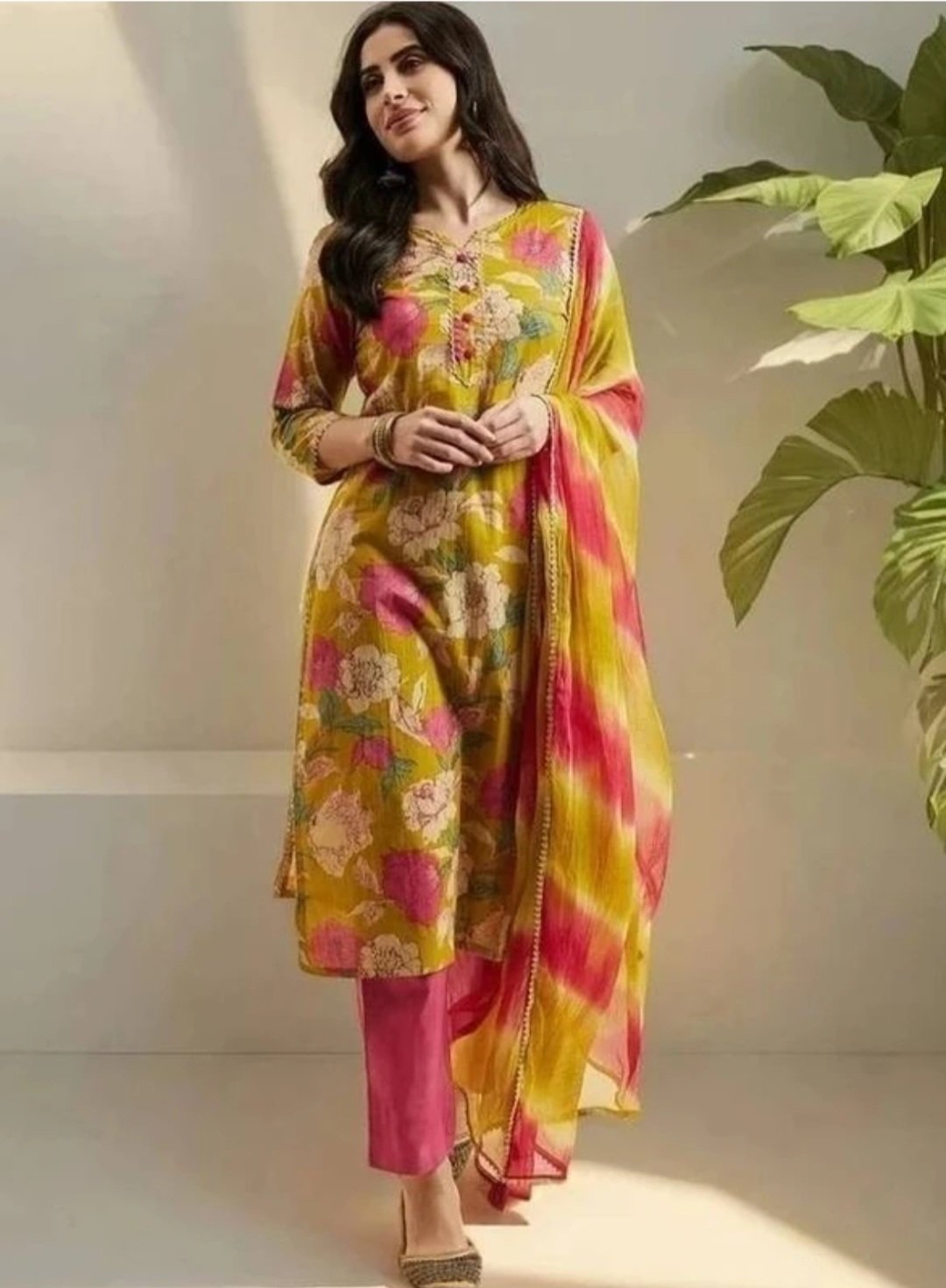Women viscose Rayon kurta pant Dupatta set