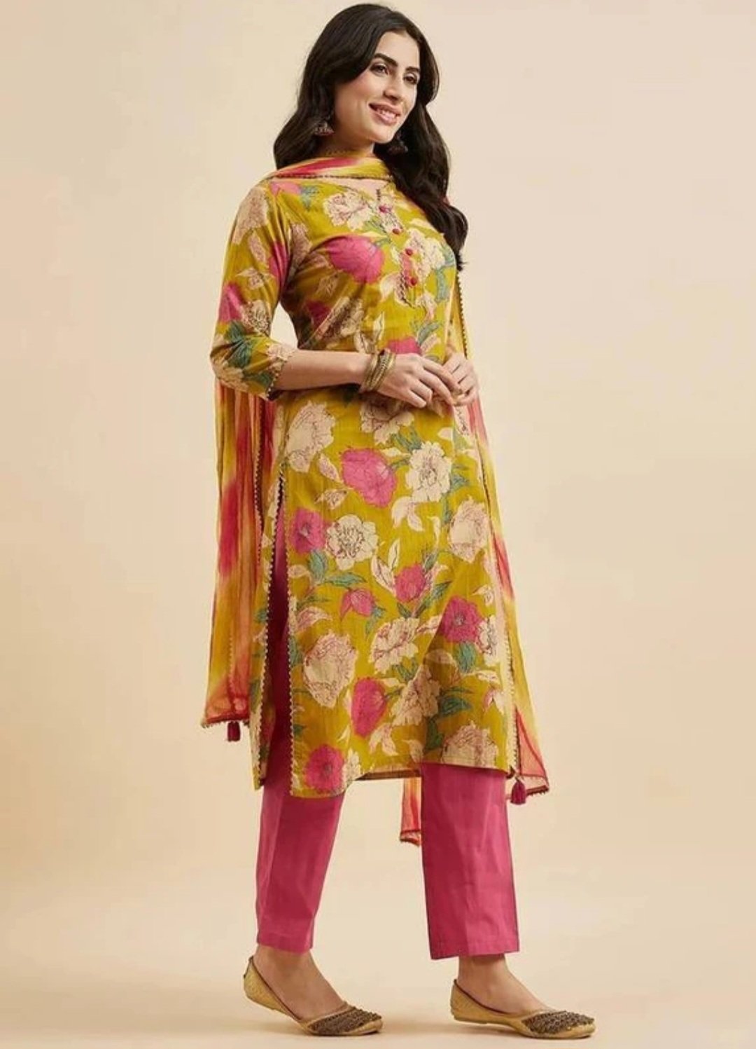 Women viscose Rayon kurta pant Dupatta set - Image 4