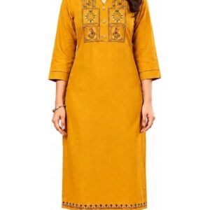 Women's embroidered Kurta Yello/ straight fit ethnnic kurta